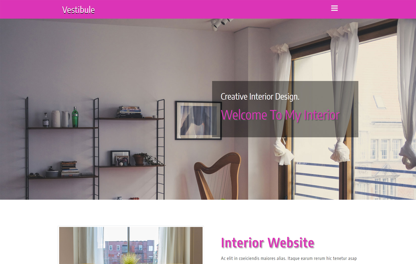 Vestibule an Interior Category Bootstrap Responsive Web Template